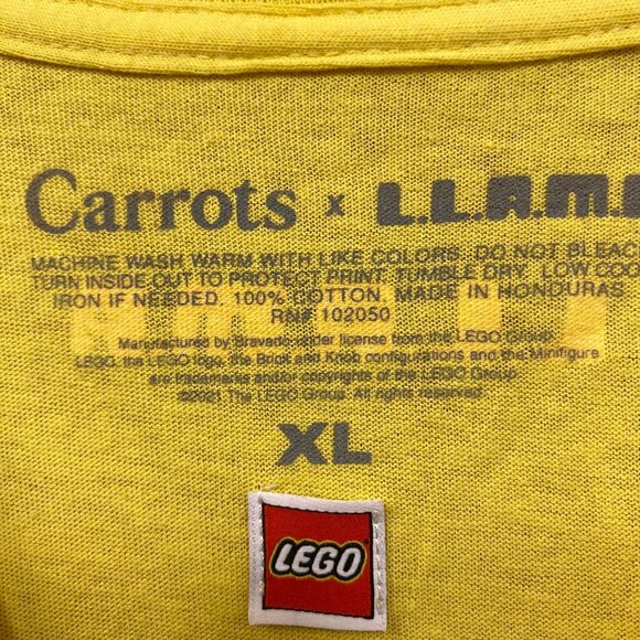 Carrots x Llama Lego Yellow Long Sleeve Tshirt size Extras Large - Picture 4 of 5